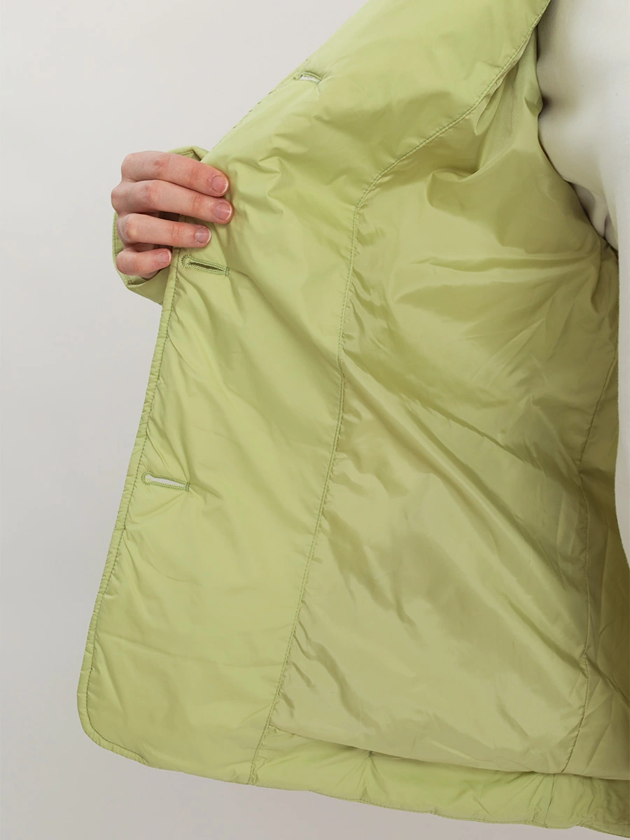 Куртка стеганая цвета лайма с поясом на легком утеплителе